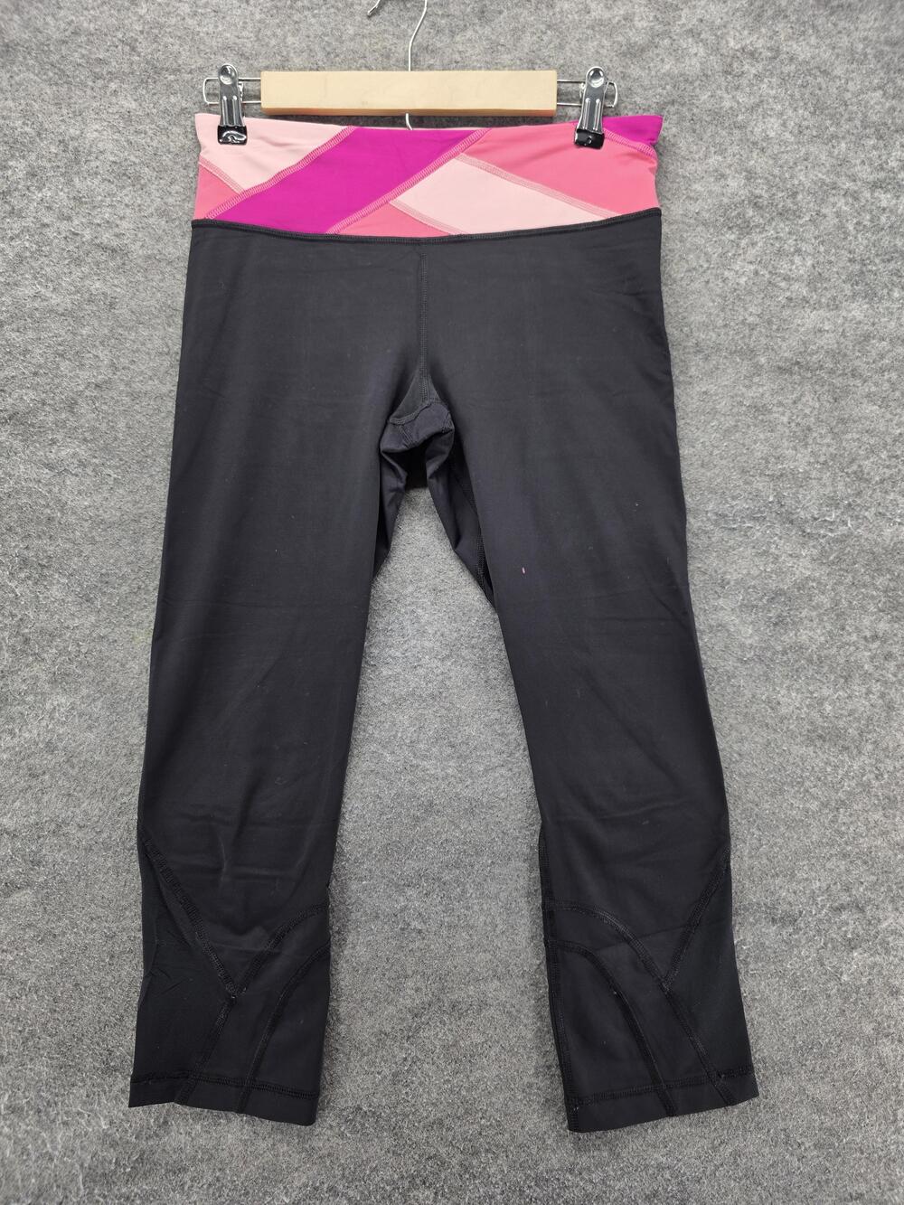 Lululemon Leggings Womens 6 Black Capri Elastic Waist Pockets Zip 24 Inseam